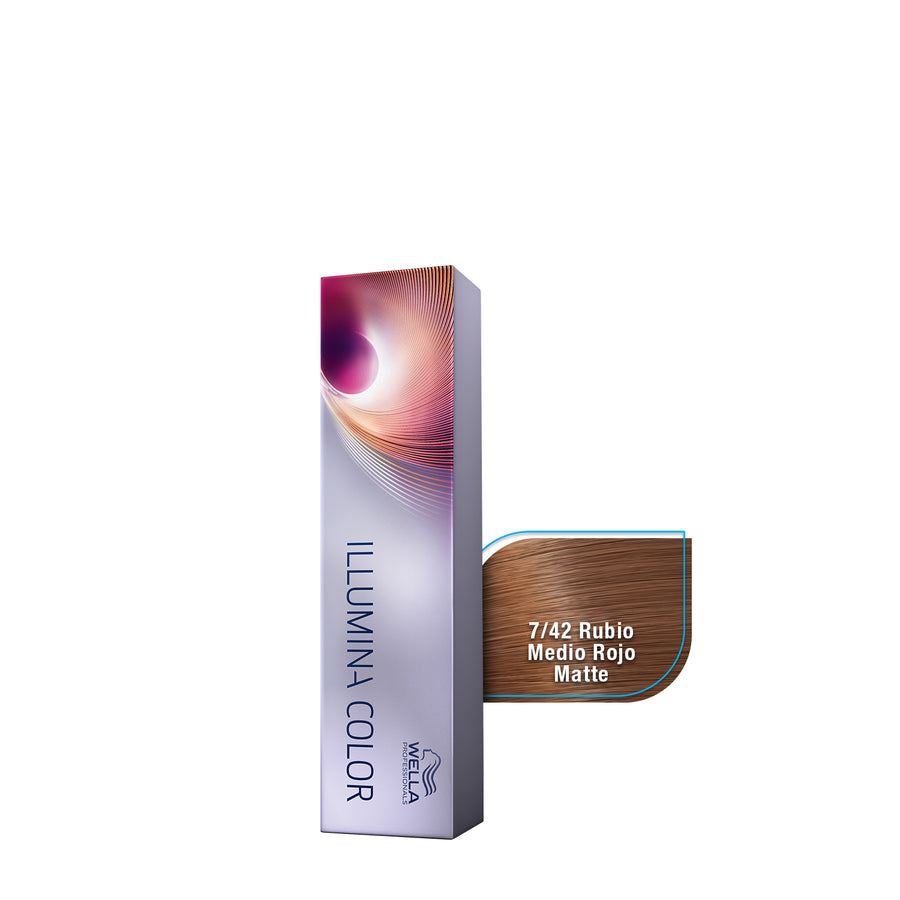 WELLA TINTE ILLUMINA COLOR FAMILIA 7/42 RUBIO MEDIO ROJO MATTE, 60 ML