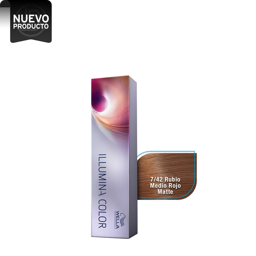 WELLA TINTE ILLUMINA COLOR FAMILIA 7/42 RUBIO MEDIO ROJO MATTE, 60 ML