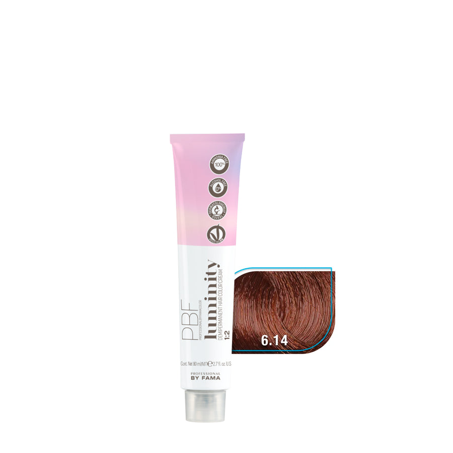 by fama tinte semi permanente color luminity tinte #6.14 beauty art mexico